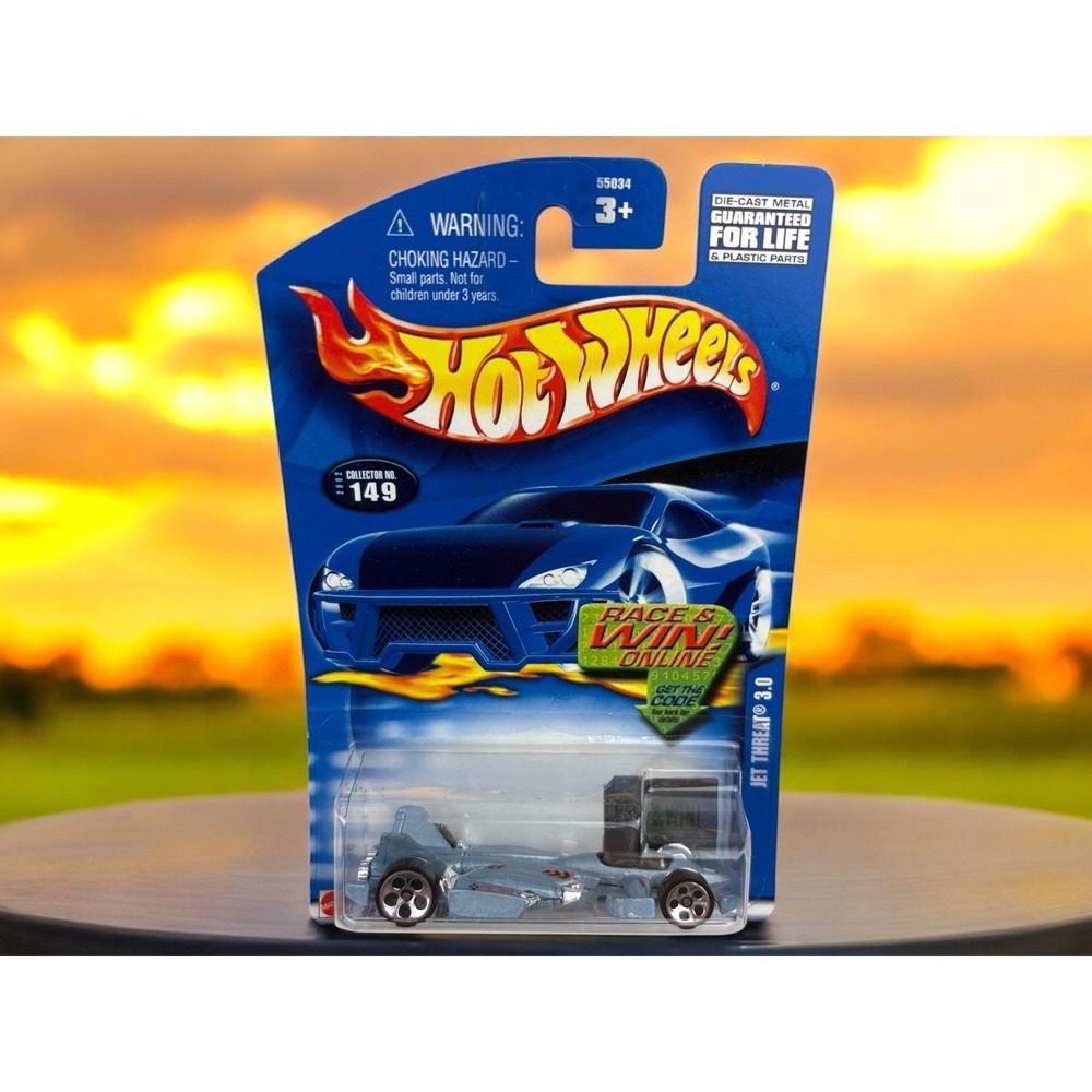 2002 Hot Wheels Mainline/Collector #149 JET THREAT 3.0 Light Blue w/Chrome5DotSp